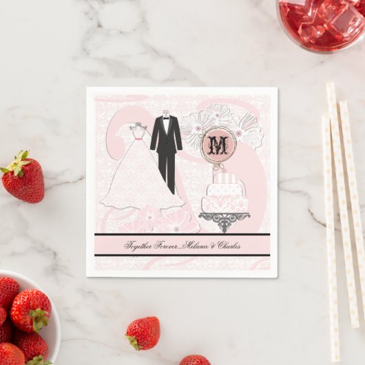 Trouwkleding gepersonaliseerde papieren servetten (Insitu)