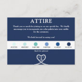 Trouwkleding met touw en hart in nautisch blauw me informatiekaartje (Voorkant)