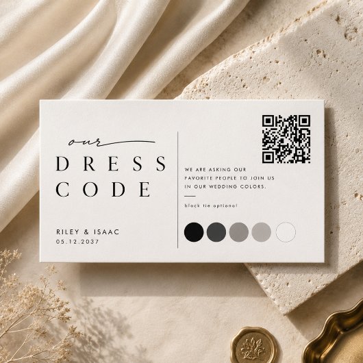 Trouwkleurpalet QR kledingcode Informatiekaartje