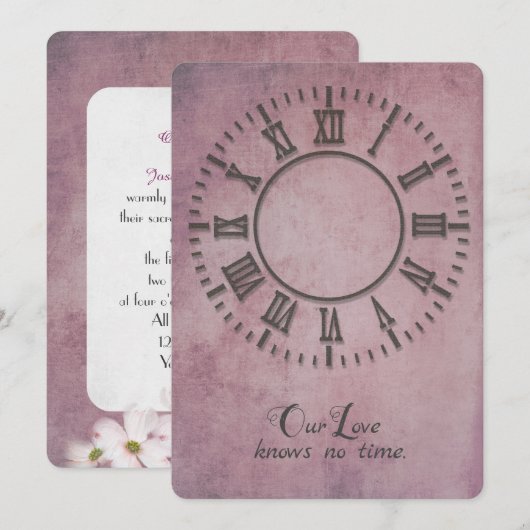 trouwklok zonder handen uitnodigen kaart (Voorkant / Achterkant)