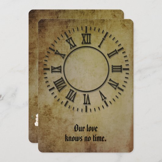 trouwklok zonder handen uitnodigen kaart (Voorkant / Achterkant)