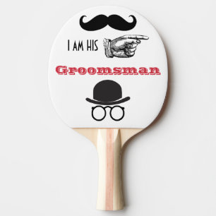 Trouwknecht Fotorekwisieten Hipster Snor Baard Pin Tafeltennisbatje