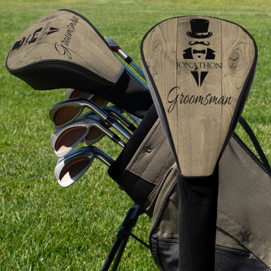 Trouwknecht Naam Tuxedo Rustic Golf Head Cover