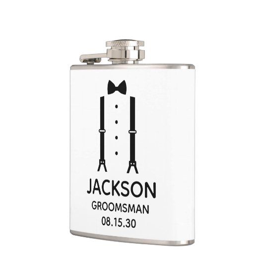 Trouwknecht zwarte vlinderdas heupfles (Links)