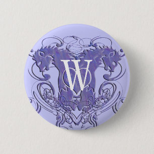 Trouwknoop Leeuwen Monogram Krullen 4 Koppen Ronde Button 5,7 Cm
