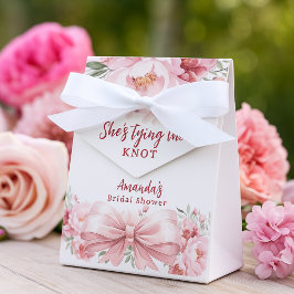 Trouwknoop roze bloemen strik Bruidscadeau Bedankdoosjes