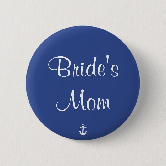 Trouwknoopjes voor bruid's moeder in blauw maritie ronde button 5,7 cm (Voorkant)