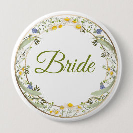 Trouwknop met zomerbloemen - Aanpasbaar Ronde Button 4,0 Cm