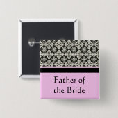 trouwknoppen, vocht- en roze strookkleur vierkante button 5,1 cm (Voorkant /achterkant)