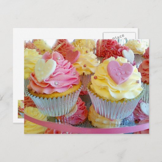 Trouwkoekjes met Fondant Hearts Briefkaart (Voorkant / Achterkant)