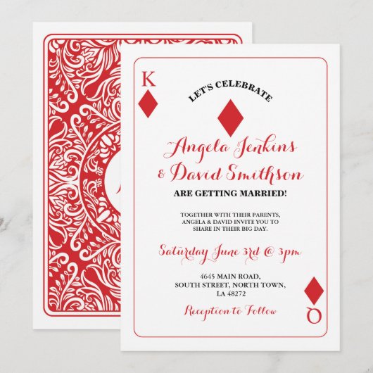 Trouwkoning Queen Diamond Spelen Kaart Ace Uitnodi (Voorkant / Achterkant)