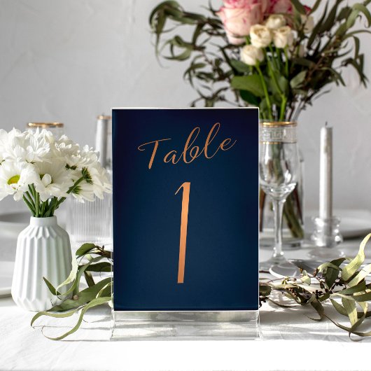 Trouwkoper glitter marine elegant tafelnummer
