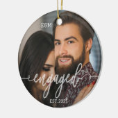 Trouwkoppel Foto Overlay Witte Tekst Keramisch Ornament (Links)