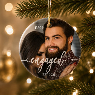 Trouwkoppel Foto Overlay Witte Tekst Keramisch Ornament