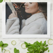 Trouwkoppel foto, witte rand theedoek (Gevouwen)
