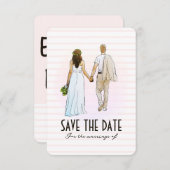 Trouwkoppel Illustratie Save The Date Kaart (Voorkant / Achterkant)
