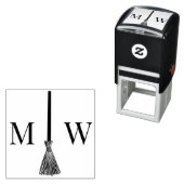 Trouwkoppel 'Jump the Broom' 2 Initiele Monogram Zelfinktende Stempel (In situ)