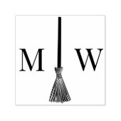 Trouwkoppel 'Jump the Broom' 2 Initiele Monogram Zelfinktende Stempel (Design)