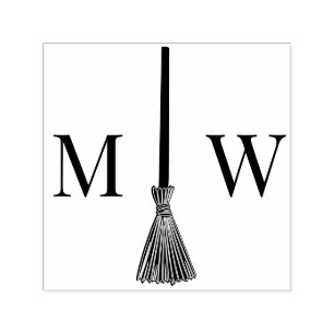 Trouwkoppel 'Jump the Broom' 2 Initiele Monogram Zelfinktende Stempel