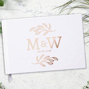 Trouwkoppel Monogram Datum Elegant Botanisch Gastenboek