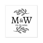 Trouwkoppel Monogram Datum Elegant Botanisch Zelfinktende Stempel (Design)