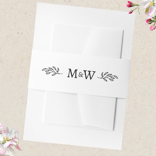 Trouwkoppel Monogram Elegante Botanische Elementen Uitnodigingen Wikkel