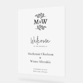 Trouwkoppel Monogram Initiaal Botanische Welkom Acryl Bord (Hoek)
