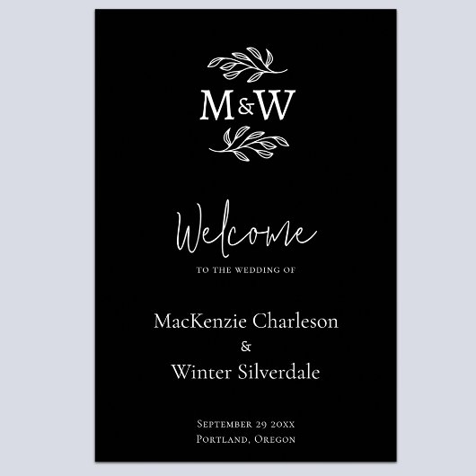 Trouwkoppel Monogram Initiaal Botanische Welkom Poster