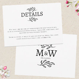 Trouwkoppel Monogram Initiaal Informatiekaart RSVP Kaartje