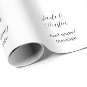 Trouwkoppel naam bericht datum romantisch elegant  cadeaupapier (Rol Hoek)
