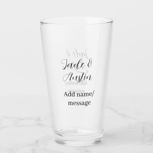 Trouwkoppel naam bericht datum romantisch elegant glas (Voorkant)