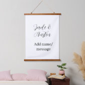 Trouwkoppel naam bericht datum romantisch elegant hangend wandkleed (Slaapkamer)