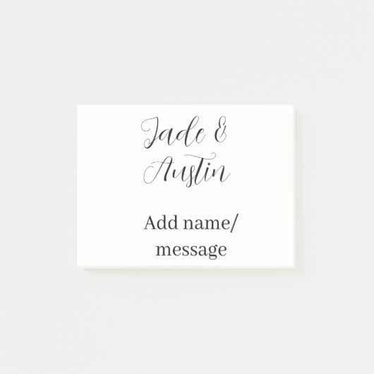 Trouwkoppel naam bericht datum romantisch elegant post-it® notes (Voorkant)