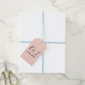 Trouwkoppel naam letter datum rood pastel achtergr cadeaulabel (Met Touw)