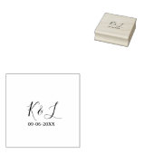 Trouwkoppel naam letter datum rood pastel achtergr rubberstempel (Gestempeld)
