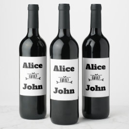 Trouwkoppel Zwart Witte Eten & Drinken Labels Wijn Etiket