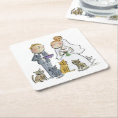 Trouwkoppelkatten Papieren Onderzetter (Schuin)