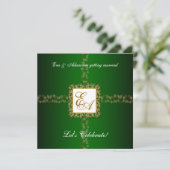 Trouwkoppels Douche Uitnodiging Green Gold Leaf (Staand voorkant)
