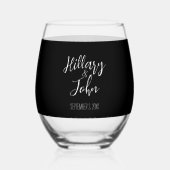 Trouwkoppels namen en datum klassiek wijnglas zonder voet (Voorkant)
