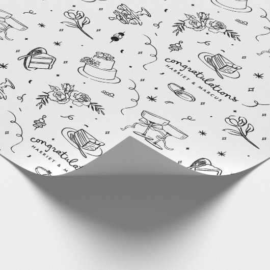 Trouwkrabbels aanpasbaar ontwerp cadeaupapier (Hoek)
