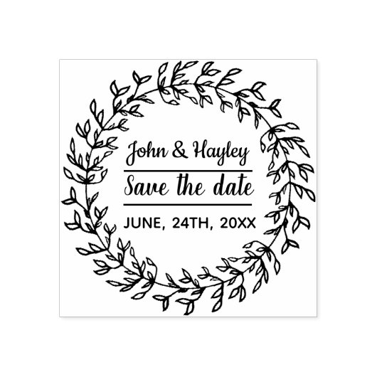 Trouwkrans, bewaar de datum. rubberstempel (Afrduk)