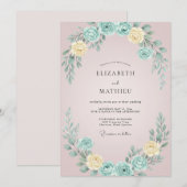 Trouwkrans Blush Aqua Kaart (Voorkant / Achterkant)