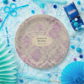 Trouwkrant Lavendel Damast Bruiloft Papieren Bordje (Feest)