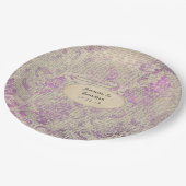 Trouwkrant Lavendel Damast Bruiloft Papieren Bordje (Gekanteld)