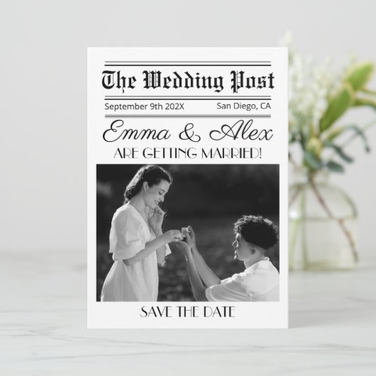 Trouwkrant Uitnodiging met Programma (Staand voorkant)