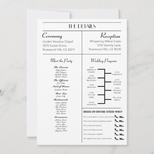 Trouwkrant Uitnodiging met Programma (Achterkant)