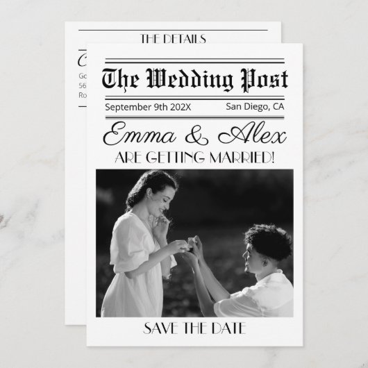 Trouwkrant Uitnodiging met Programma (Voorkant / Achterkant)