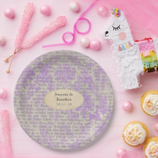 Trouwkrant Vintage Papieren Bordje (Feest)