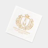 Trouwkroon Initialen  kroon met een kroon Folie Servetten (Links)