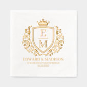 Trouwkroon Initialen  kroon met een kroon Folie Servetten (Voorkant)